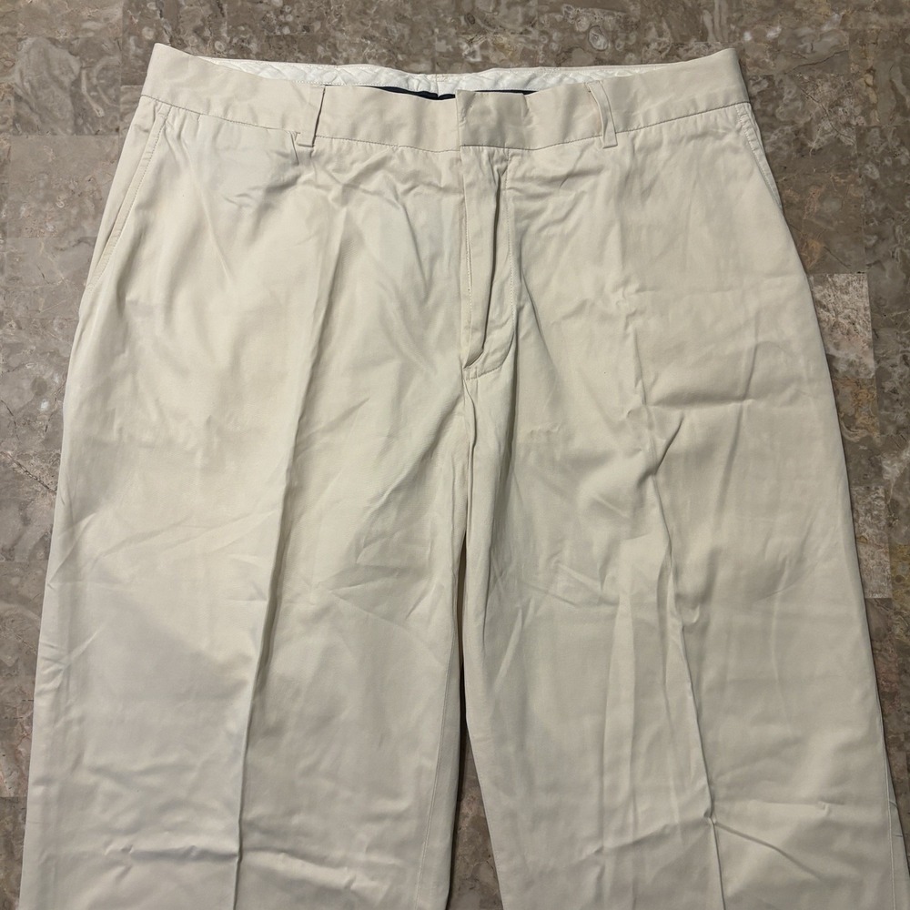 Polo Ralph Pants Mens 35x30 (fits 34x29) Beige Cotton Silk Trouser Old Money